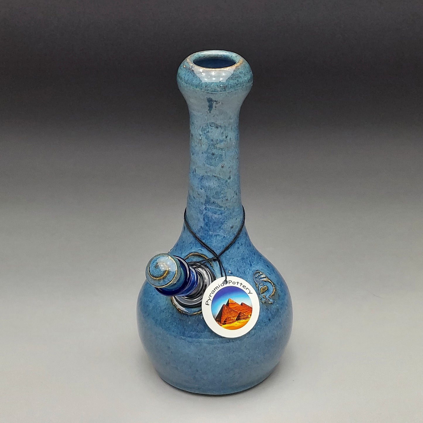 Blue Ceramic Bottle with Kokopelli #2008