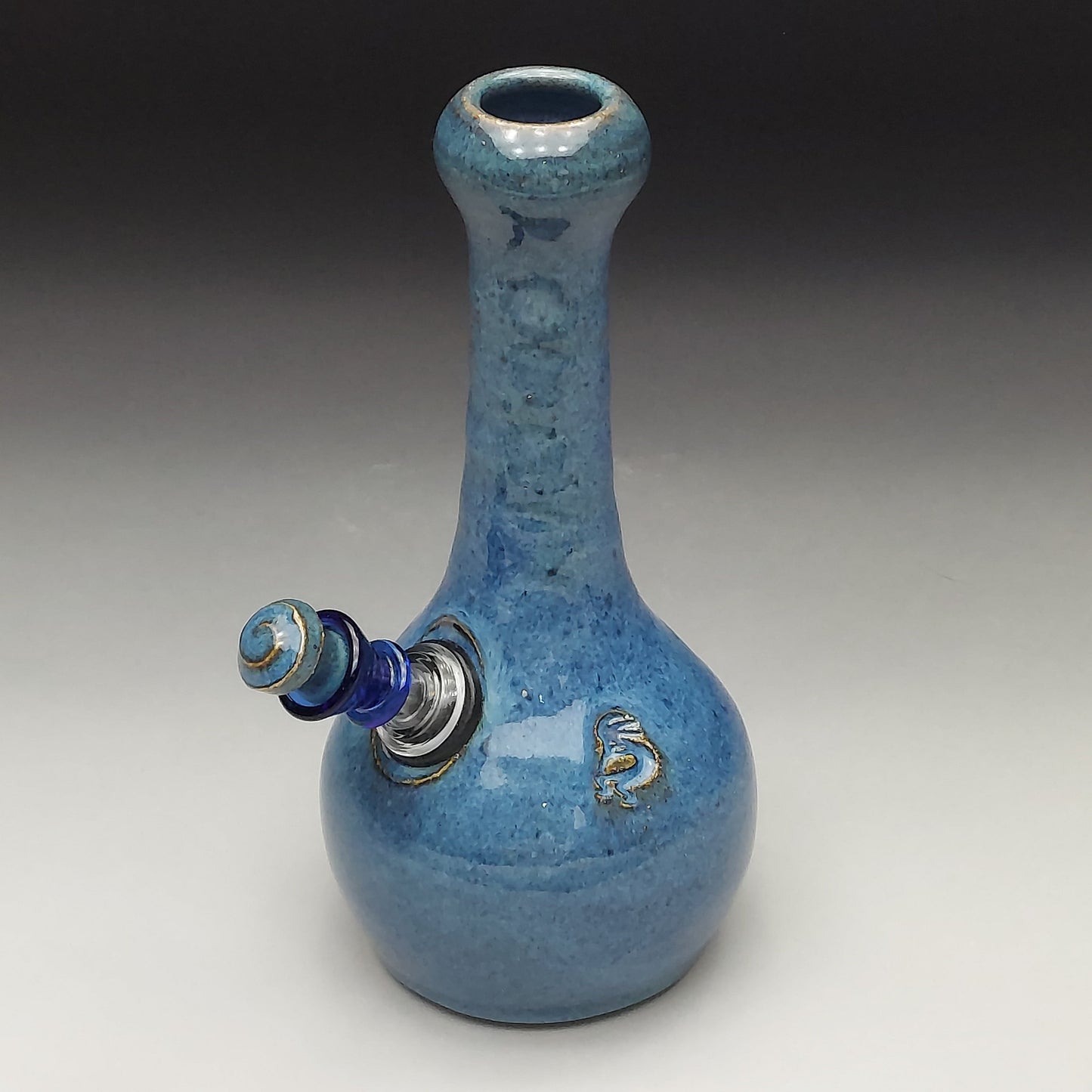 Blue Ceramic Bottle with Kokopelli #2008