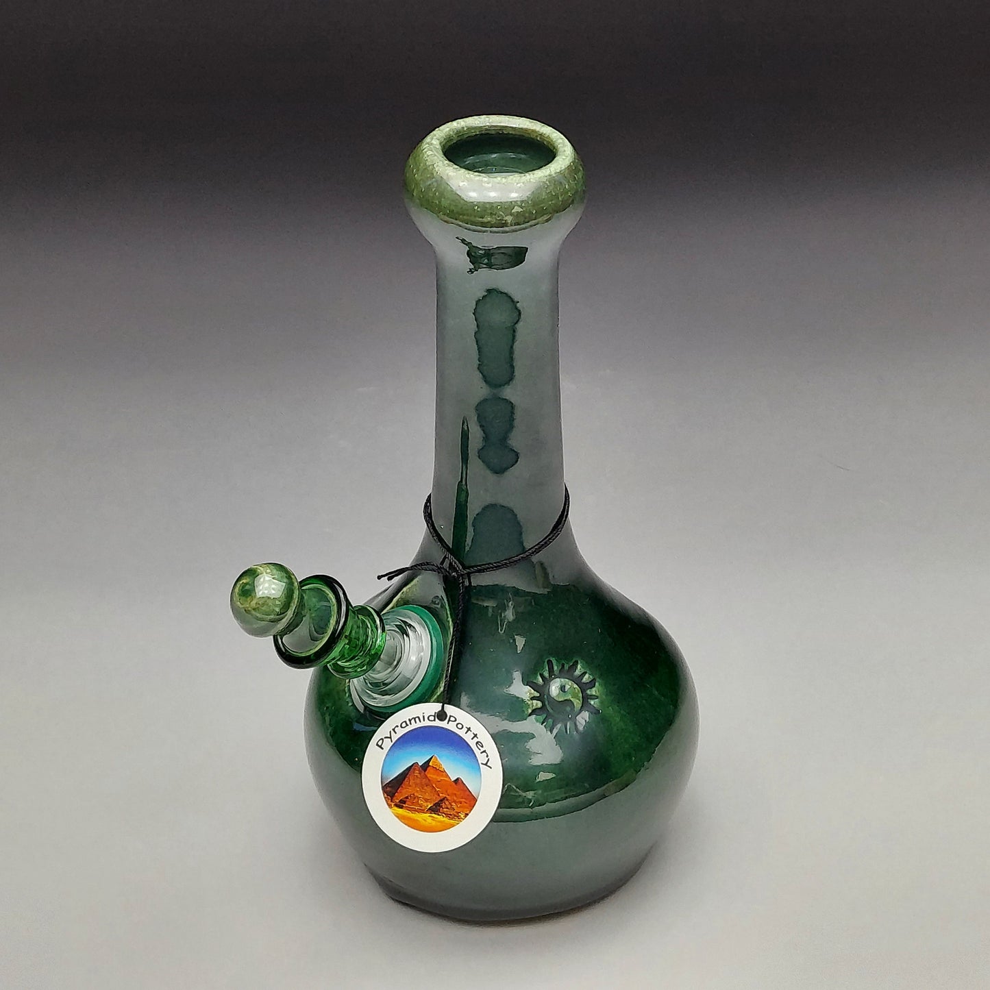 Green Ceramic Bottle with Ying Yang #2011