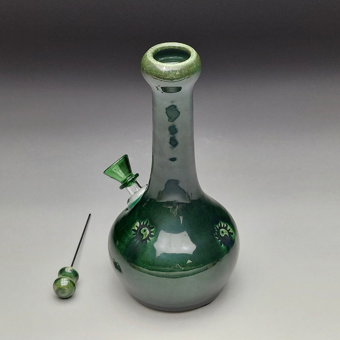 Green Ceramic Bottle with Ying Yang #2011
