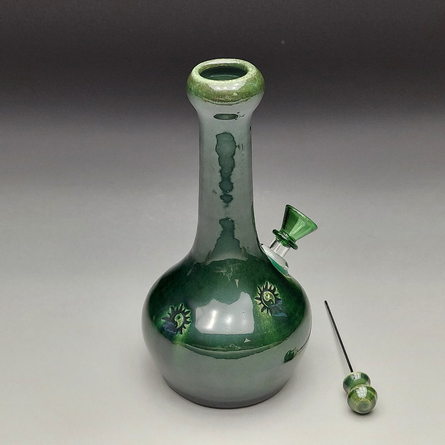 Green Ceramic Bottle with Ying Yang #2011