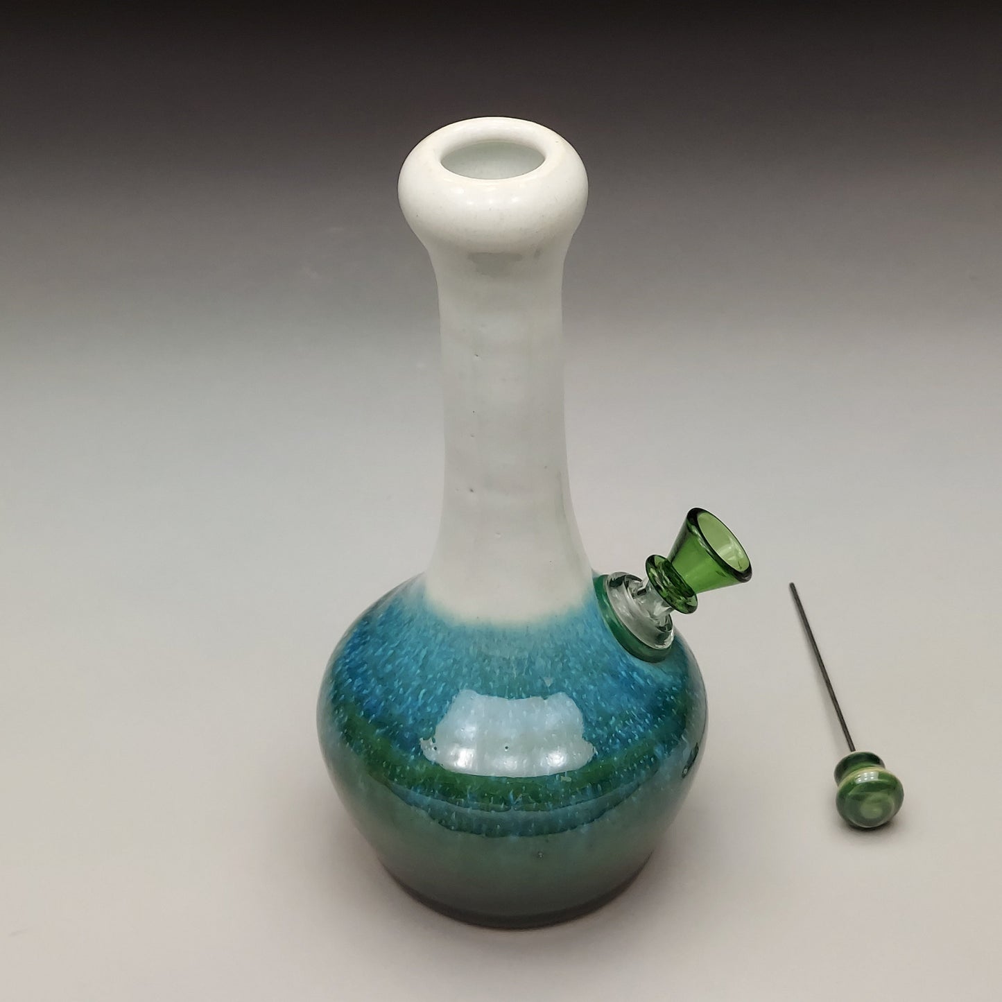 Green & White Ceramic Bottle #2014