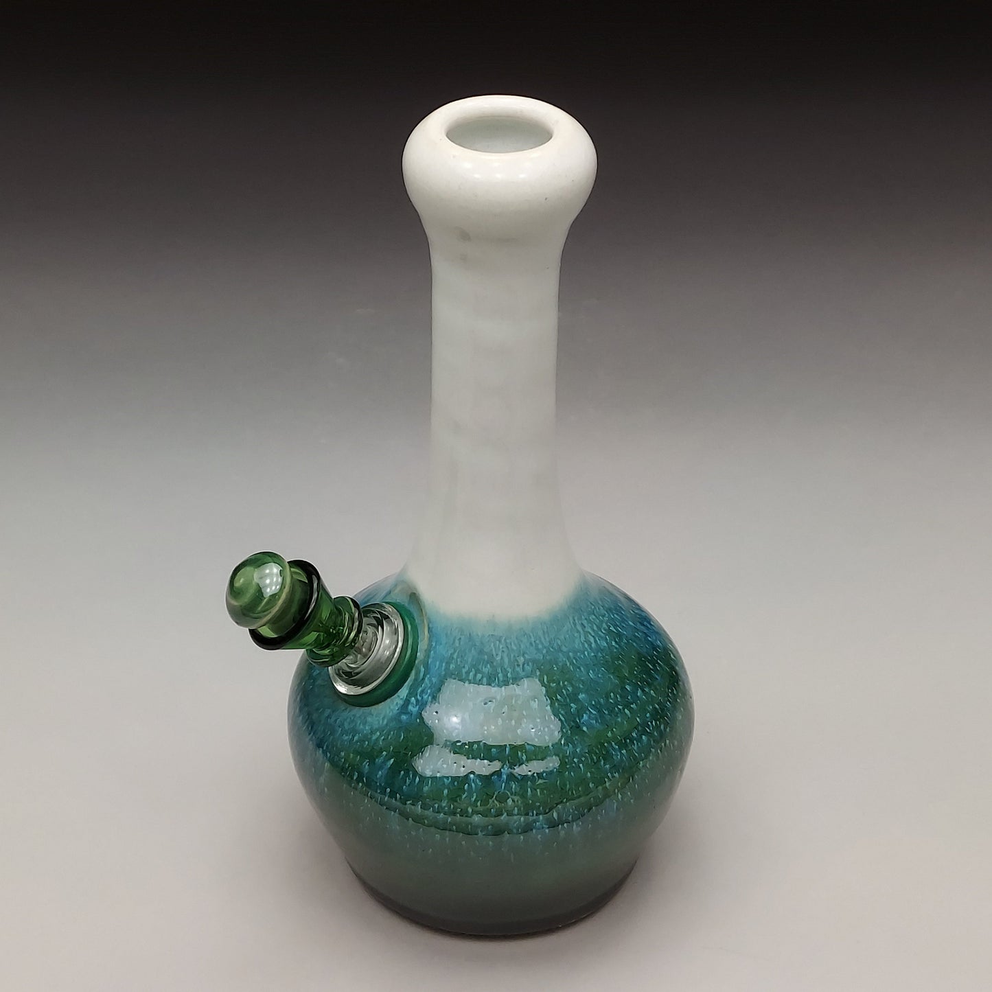 Green & White Ceramic Bottle #2014