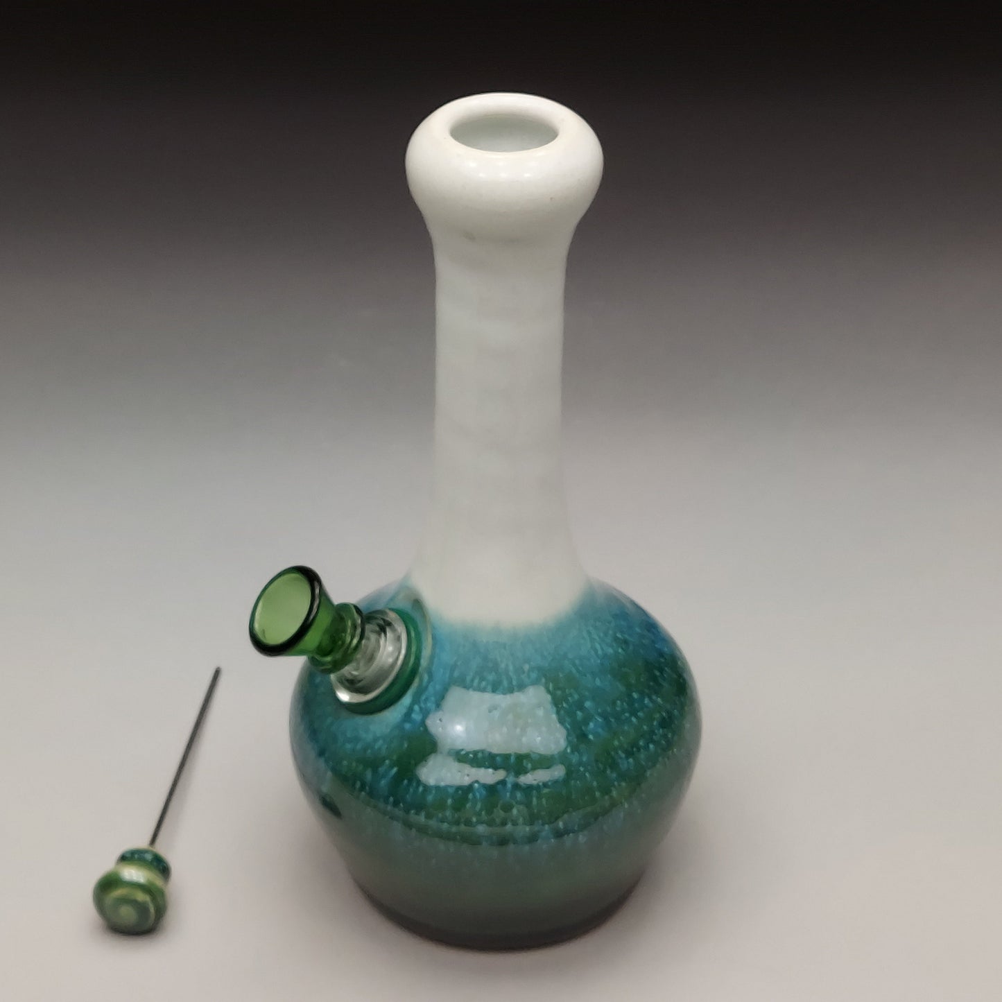 Green & White Ceramic Bottle #2014