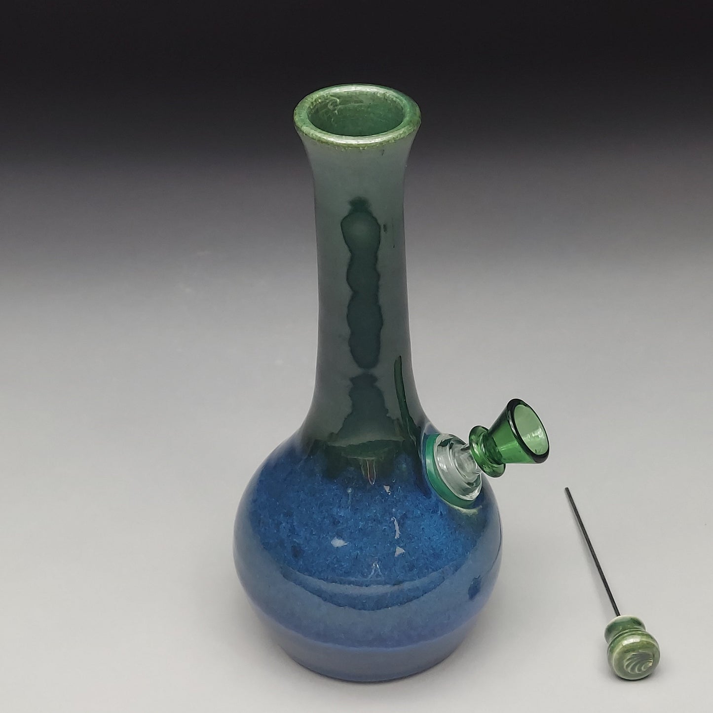 Green & Blue Ceramic Bottle #2026