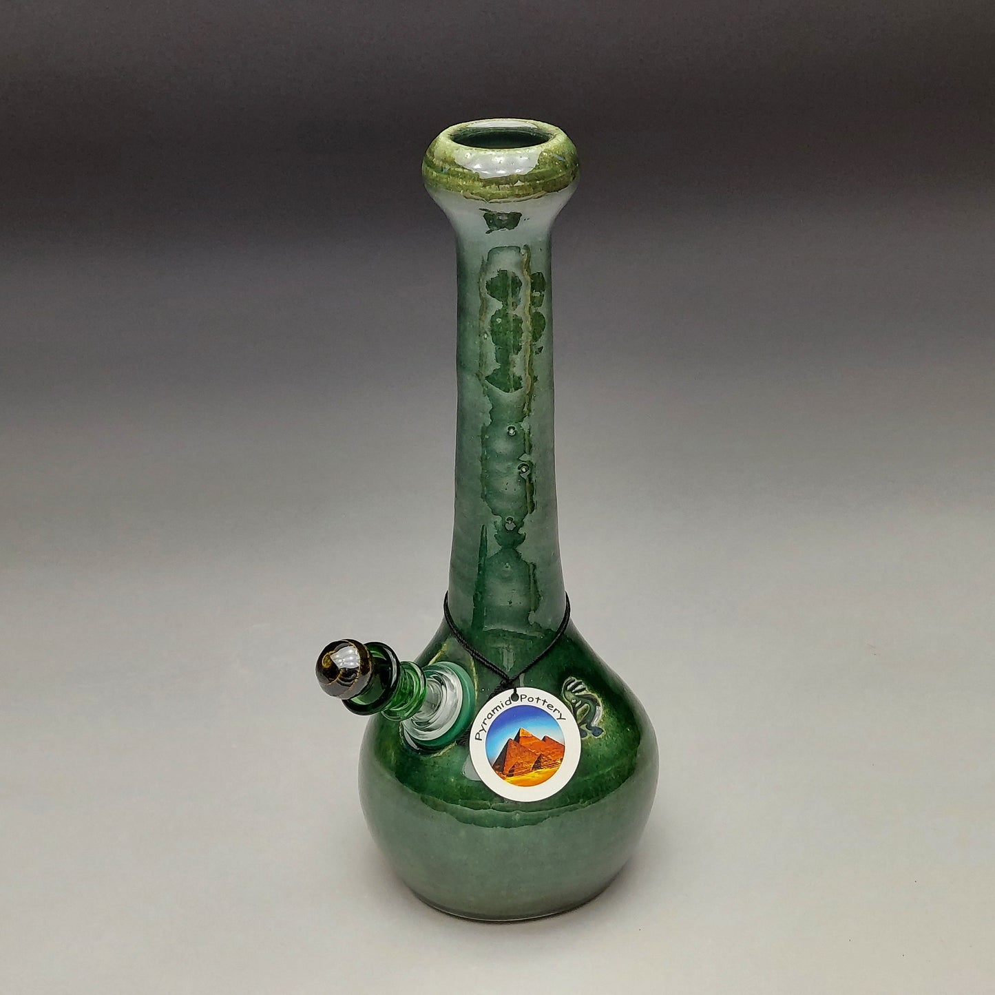 Green Ceramic Bottle with Kokopelli #2028
