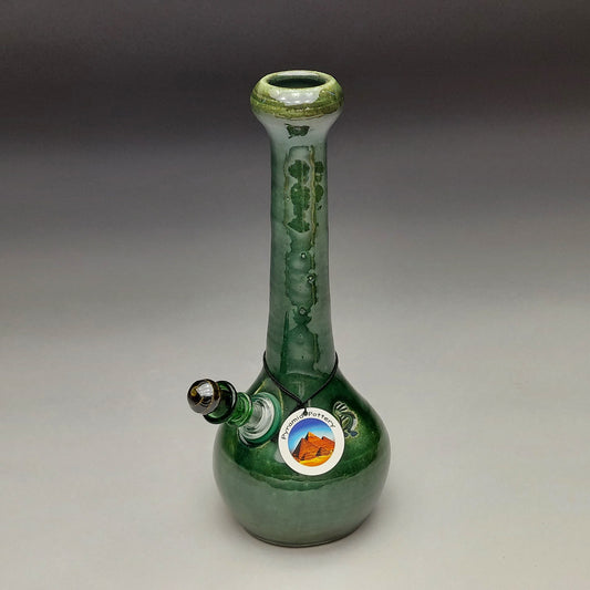Green Ceramic Bottle with Kokopelli #2028