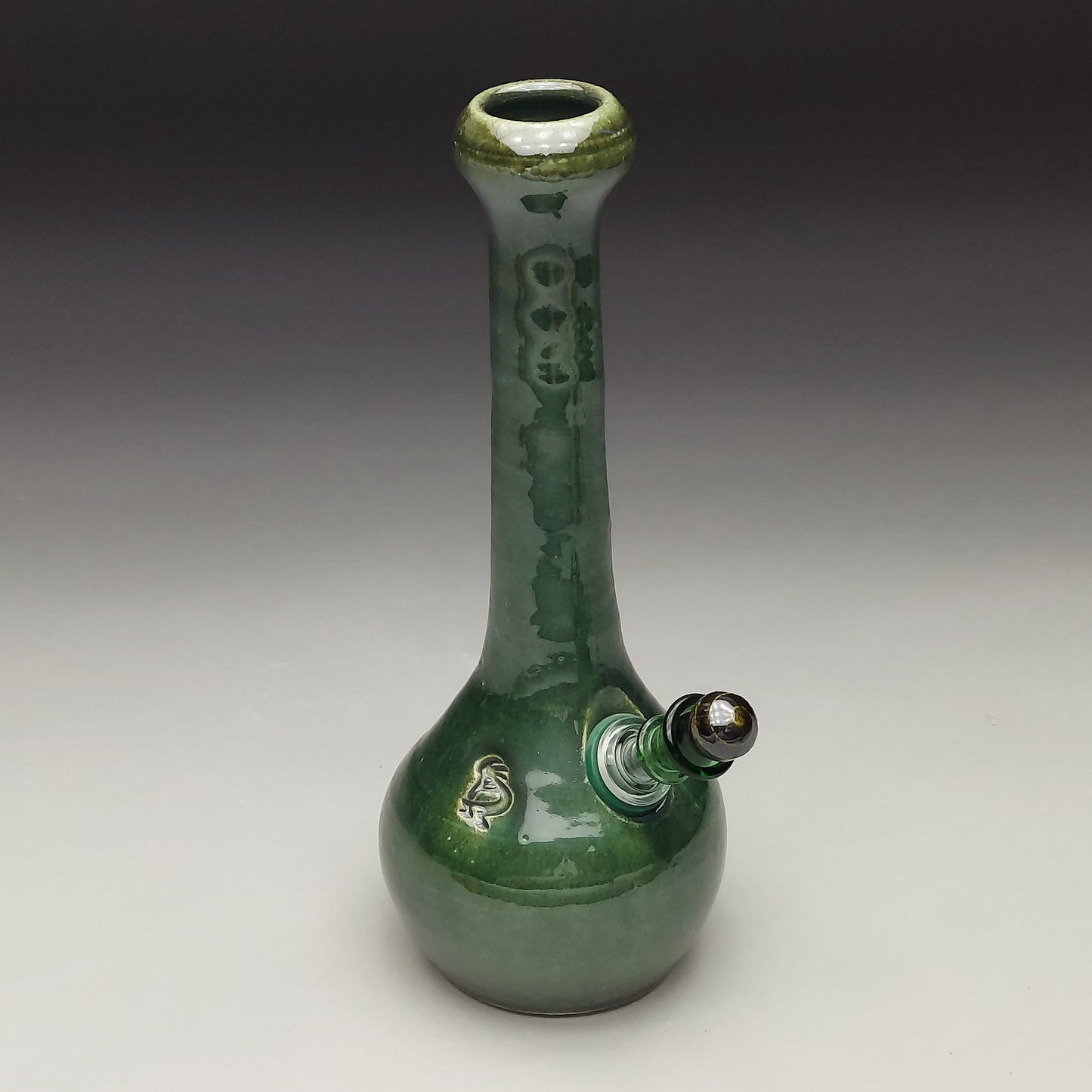 Green Ceramic Bottle with Kokopelli #2028
