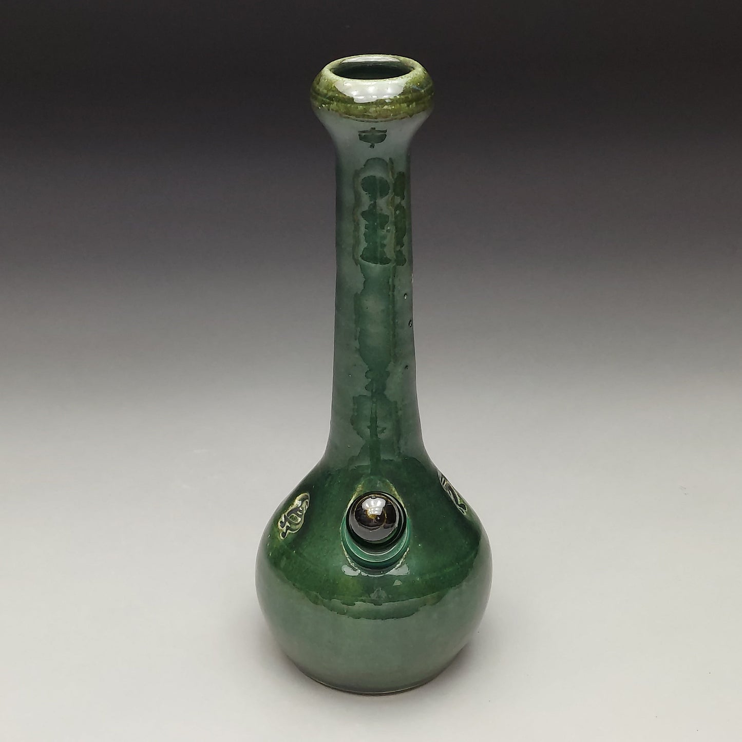 Green Ceramic Bottle with Kokopelli #2028