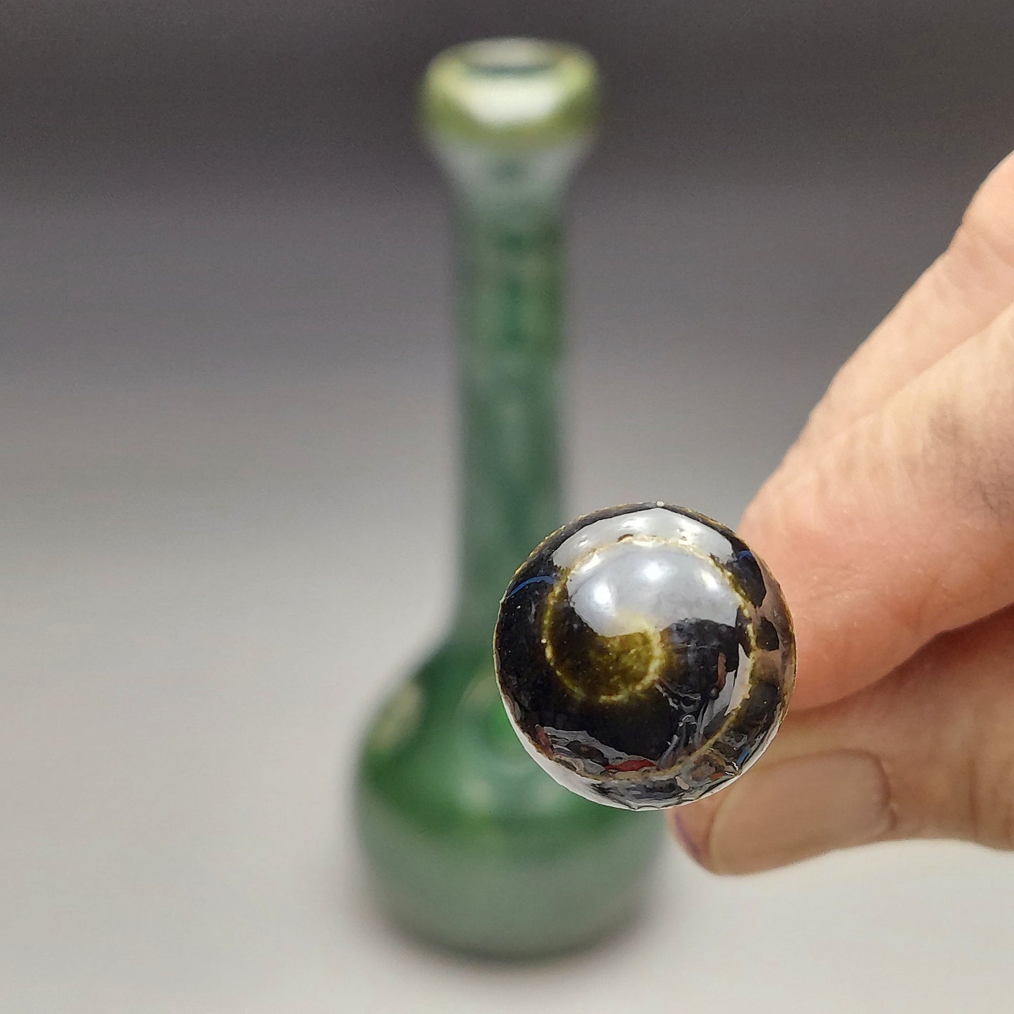 Green Ceramic Bottle with Kokopelli #2028