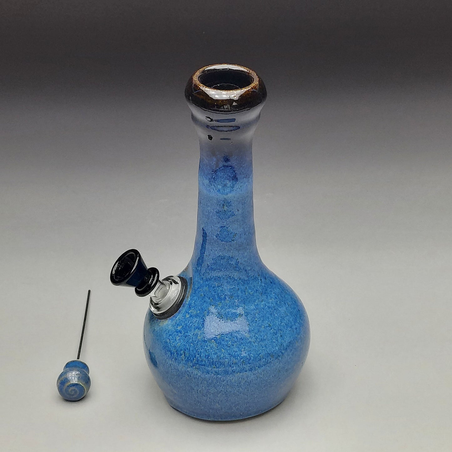 Blue & Black Ceramic Bottle #2029