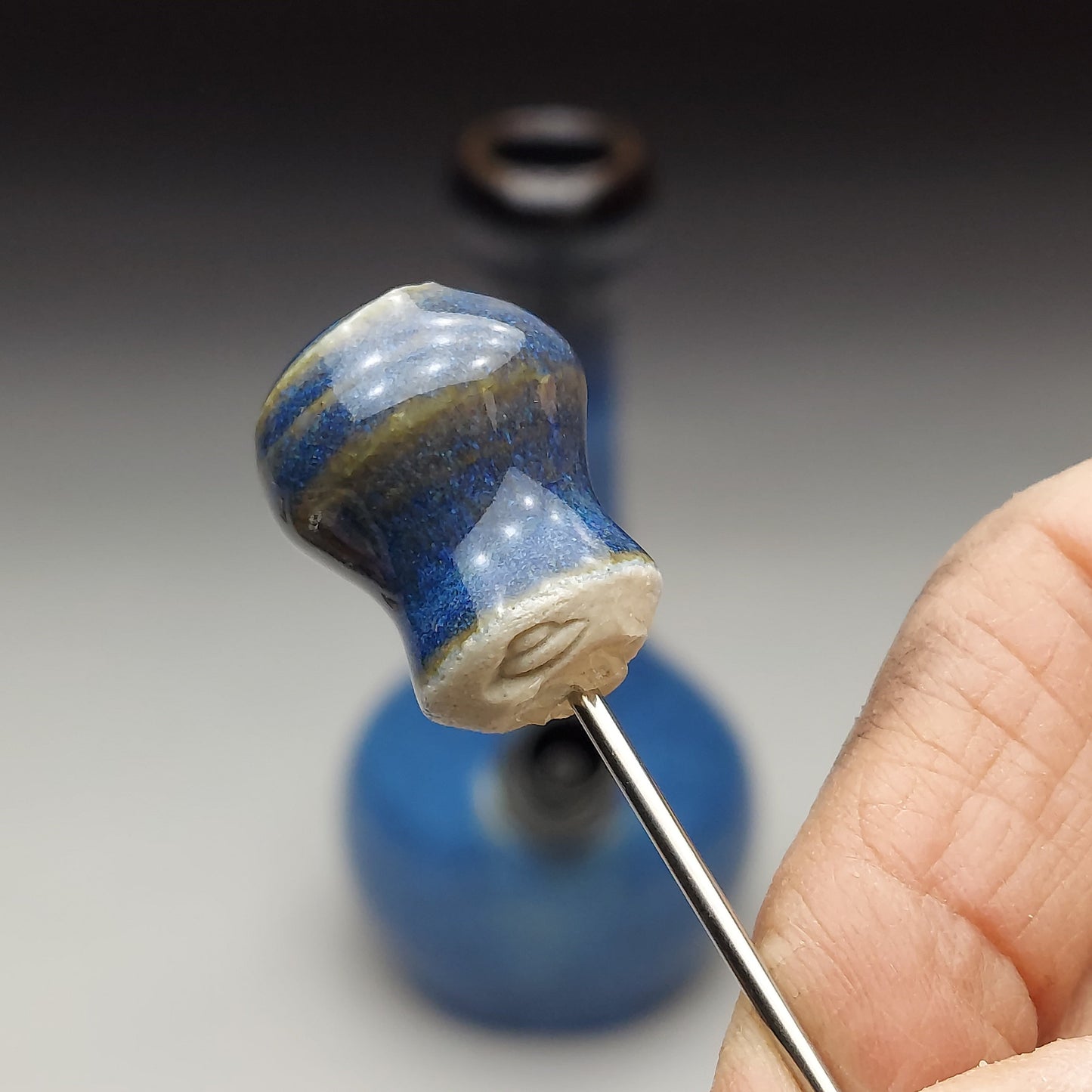 Blue & Black Ceramic Bottle #2029