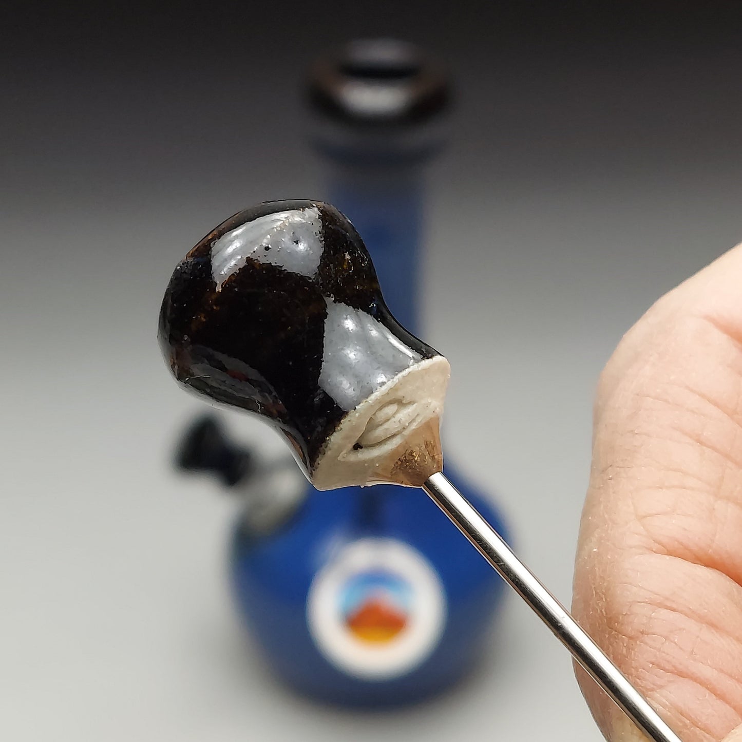 Blue & Black Ceramic Bottle #2007