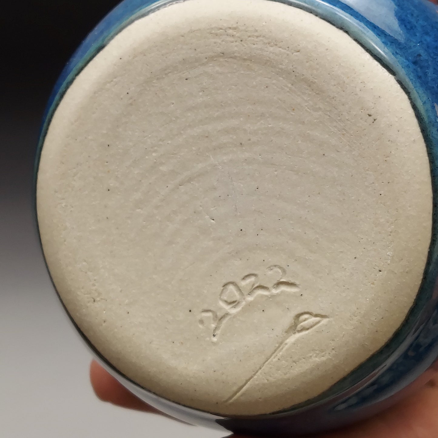Blue Ceramic Bottle with Kokopelli #2008