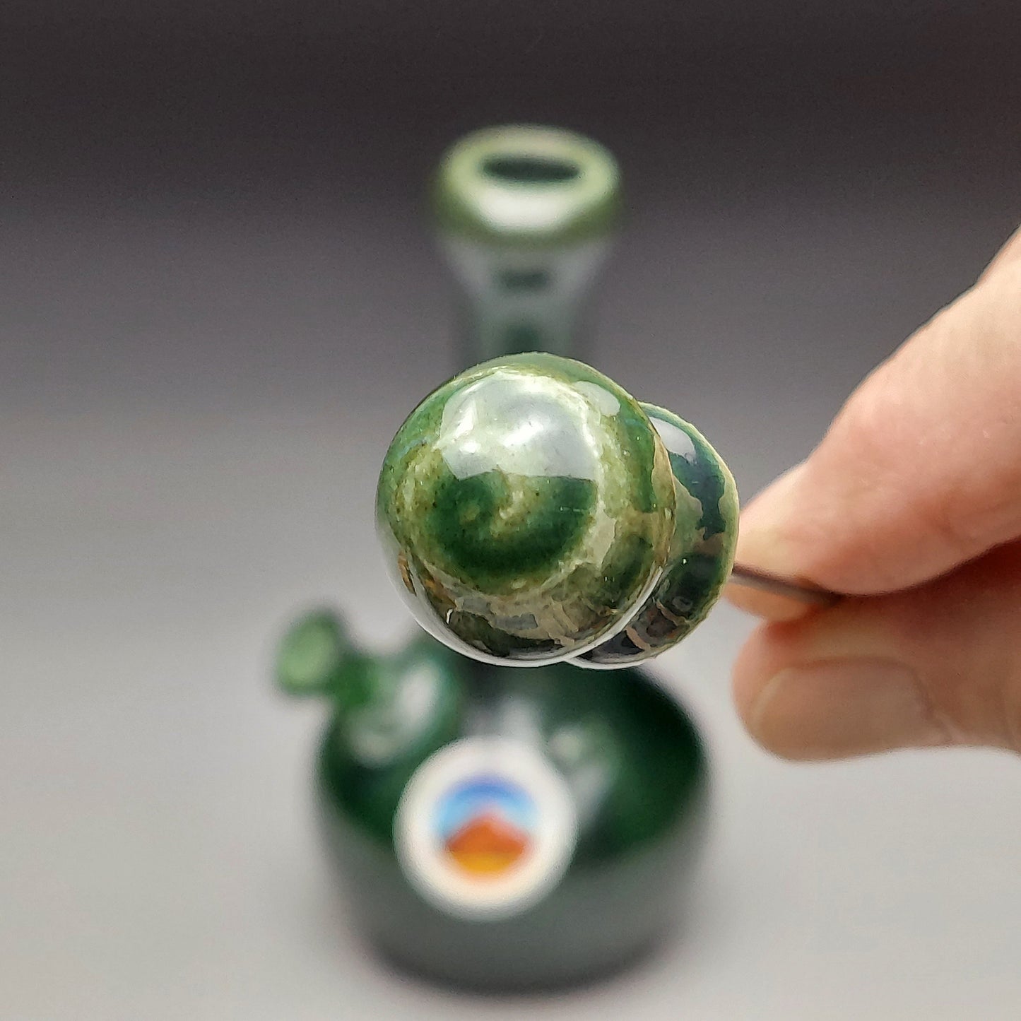 Green Ceramic Bottle with Ying Yang #2011