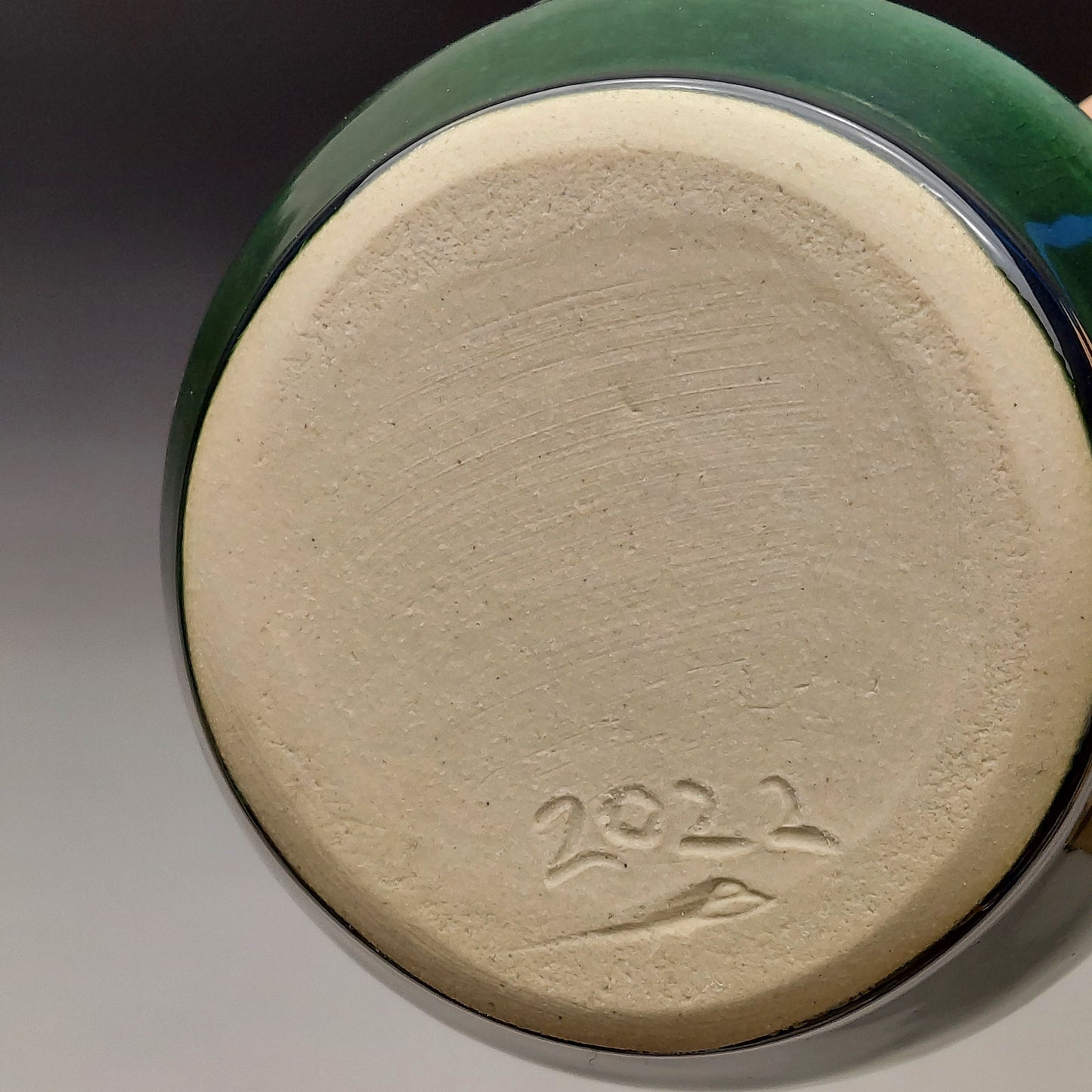 Green & White Ceramic Bottle #2014