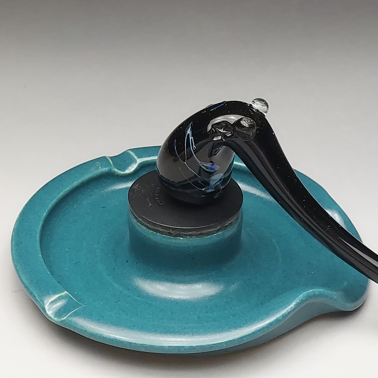Wheel Thrown Ceramic Ashtray in Teal Glaze # 2039