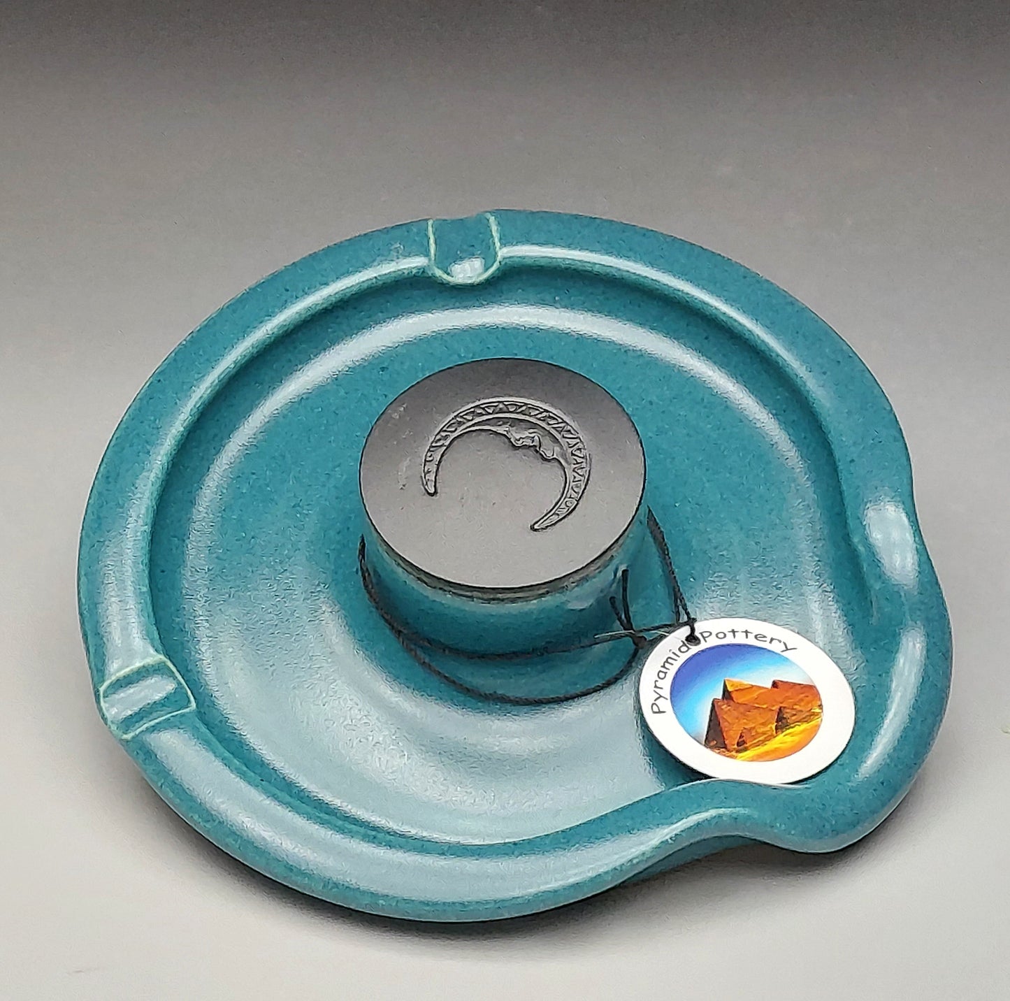 Wheel Thrown Ceramic Ashtray in Teal Glaze # 2039
