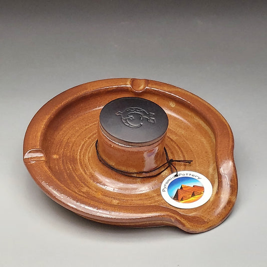 Brown Wheel Thrown Ashtray # 2036