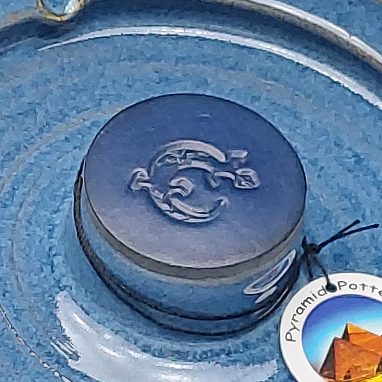 Blue Wheel Thrown Ceramic Ashtray # 2035