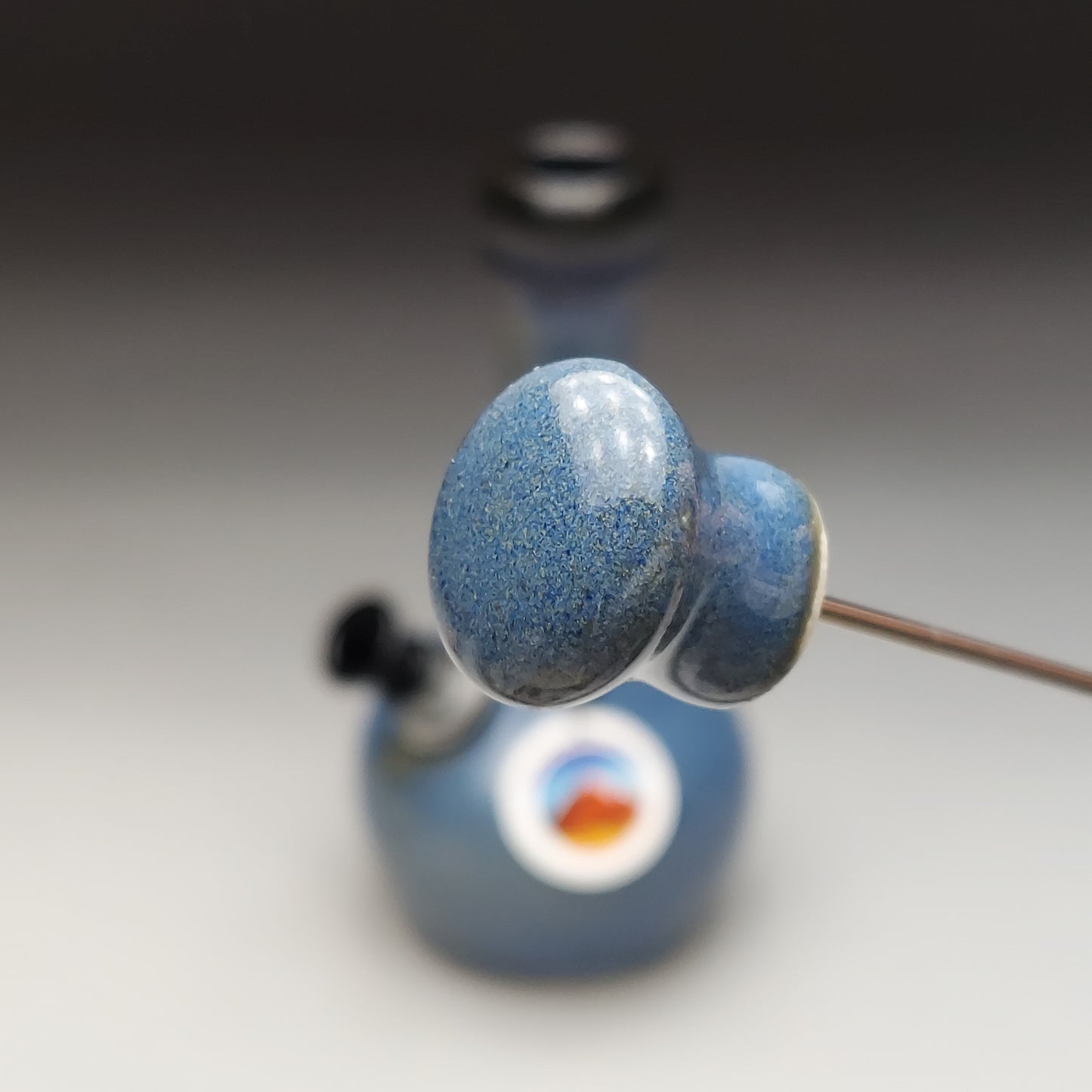 Blue Wheel Thrown Ceramic waterpipe with black Mouthpiece # 2033