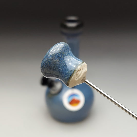 Blue Wheel Thrown Ceramic waterpipe with black Mouthpiece # 2033